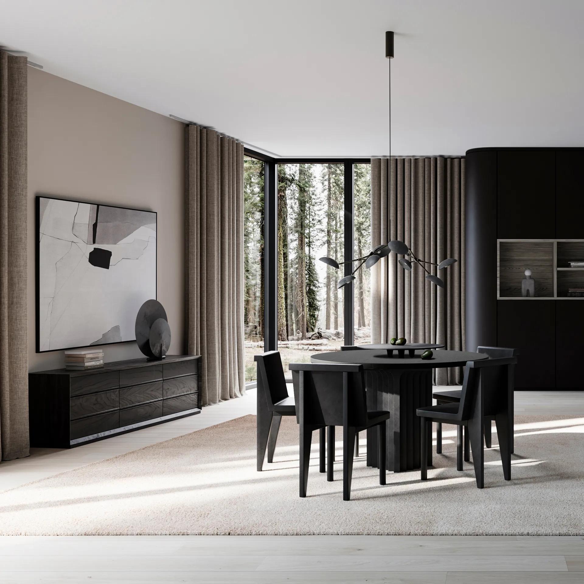 Arc dining table Ø120 cm, Coffee black oak 101 Copenhagen