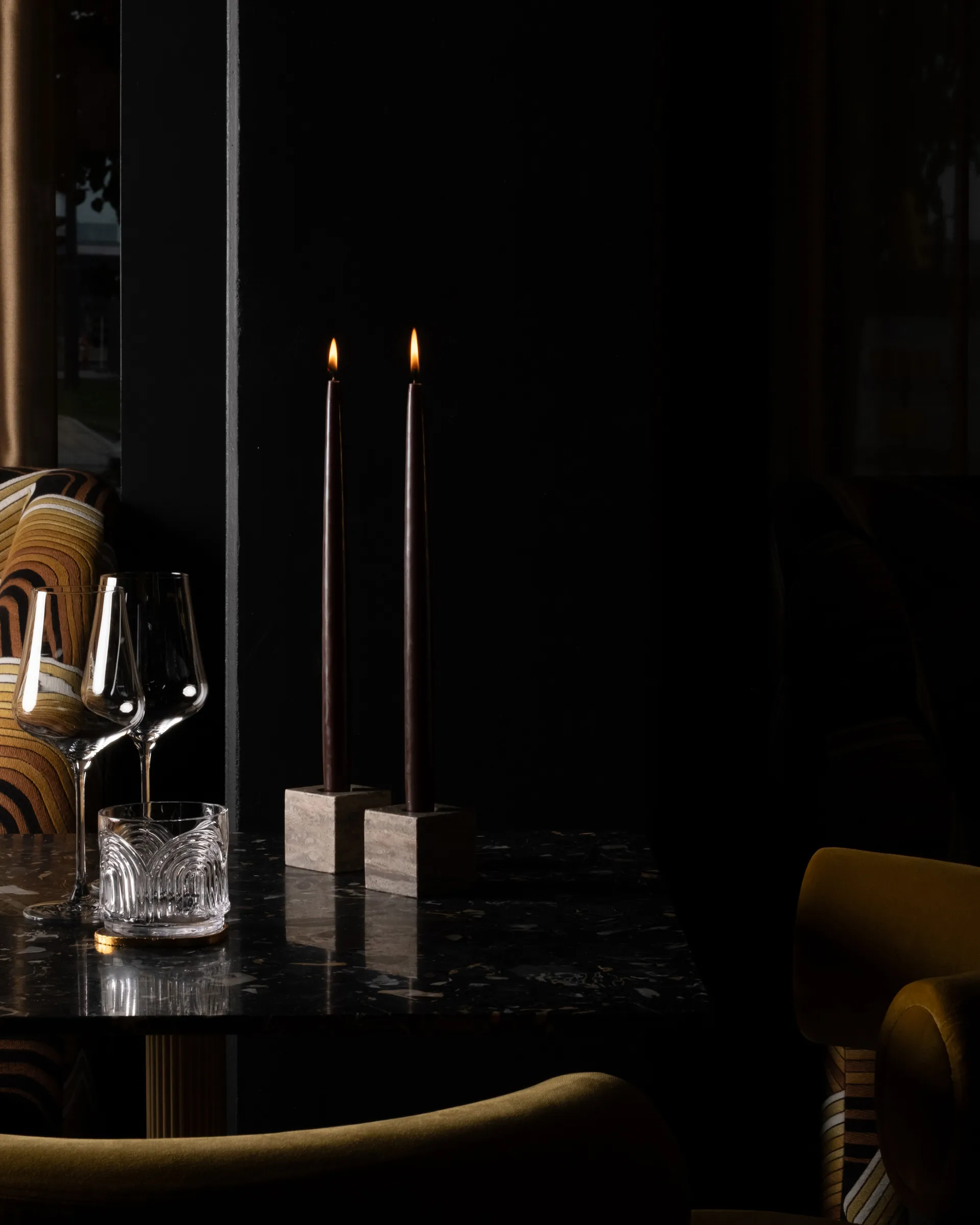 Cube candle holder 2-pack, Silver Travertine 101 Copenhagen