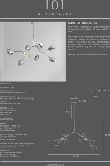 Stingray Chandelier chandelier - Chrome - 101 Copenhagen