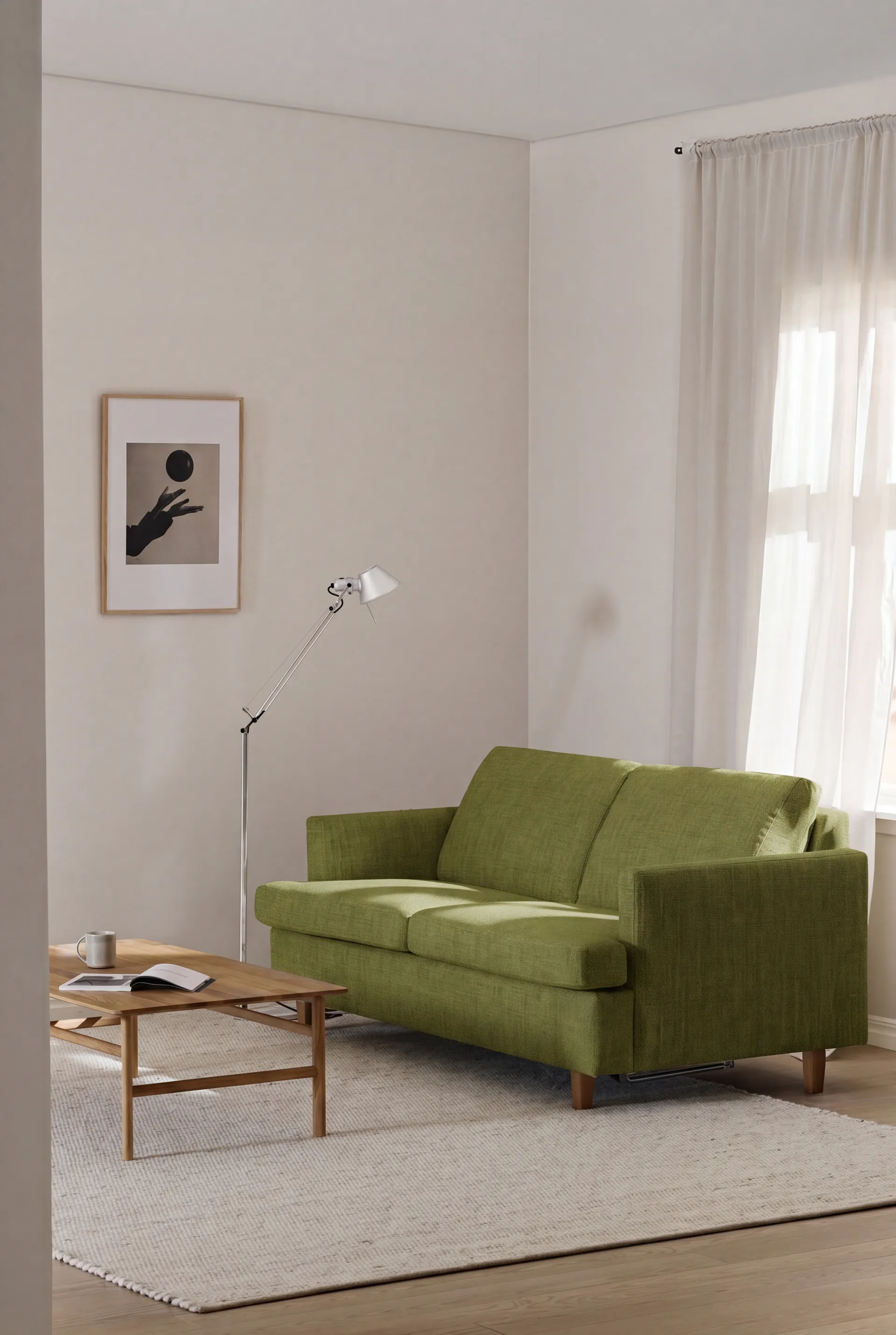 Binga 2,5-seater sofa bed, Luiza Green 3975-oak-stained ash 1898