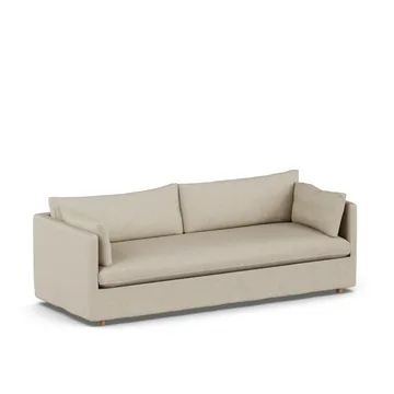 Linnevik sofa - Bern beige 0341-white-oiled oak, 4-seater, with skirt - 1898