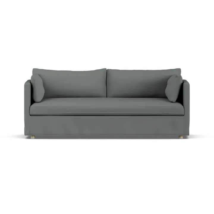 Linnevik sofa - Caleido Grey 1240-white-oiled oak, 3-seater, with skirt - 1898