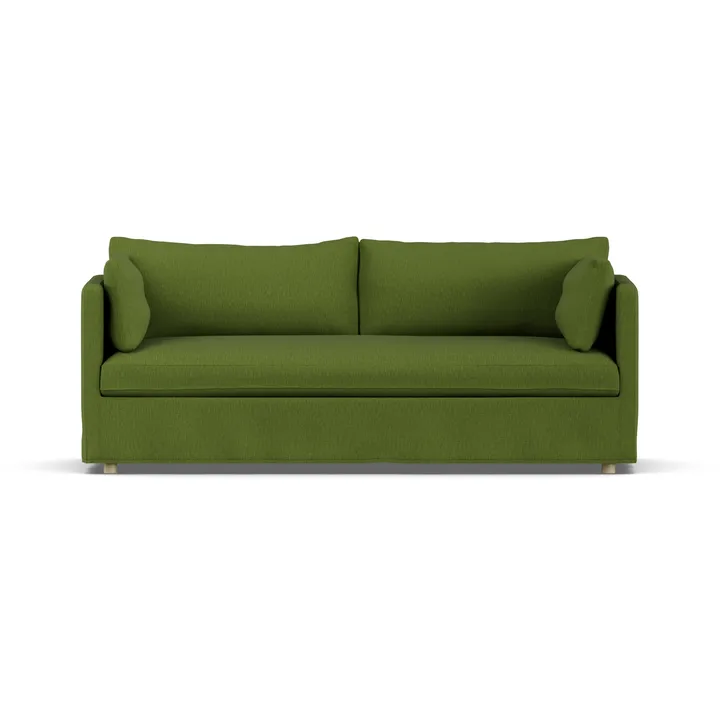 Linnevik sofa - Luiza green 3975-white-oiled oak, 3-seater, with skirt - 1898