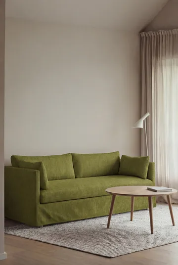 Linnevik sofa - Luiza green 3975-white-oiled oak, 3-seater, with skirt - 1898
