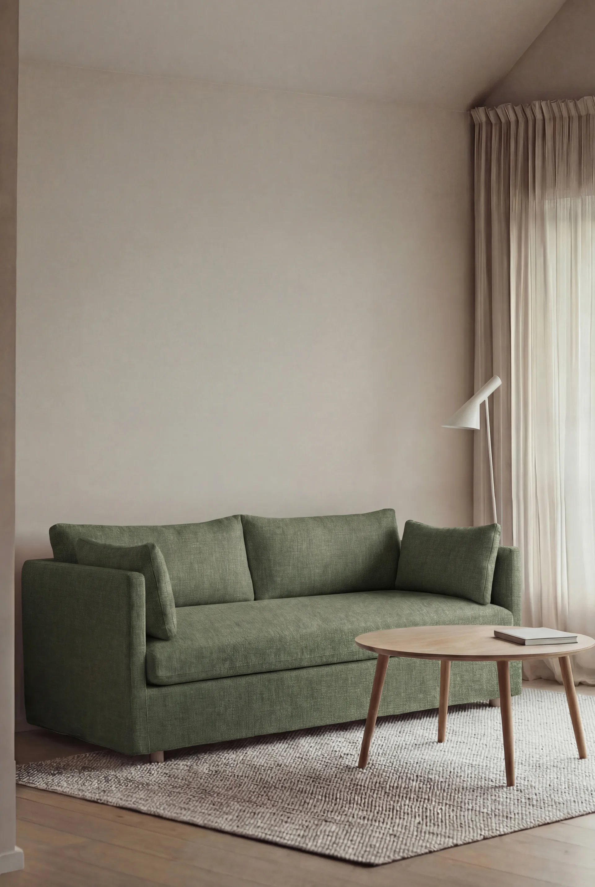 Linnevik sofa, Same Forest 6677-white-oiled oak, 2-seater, with skirt 1898