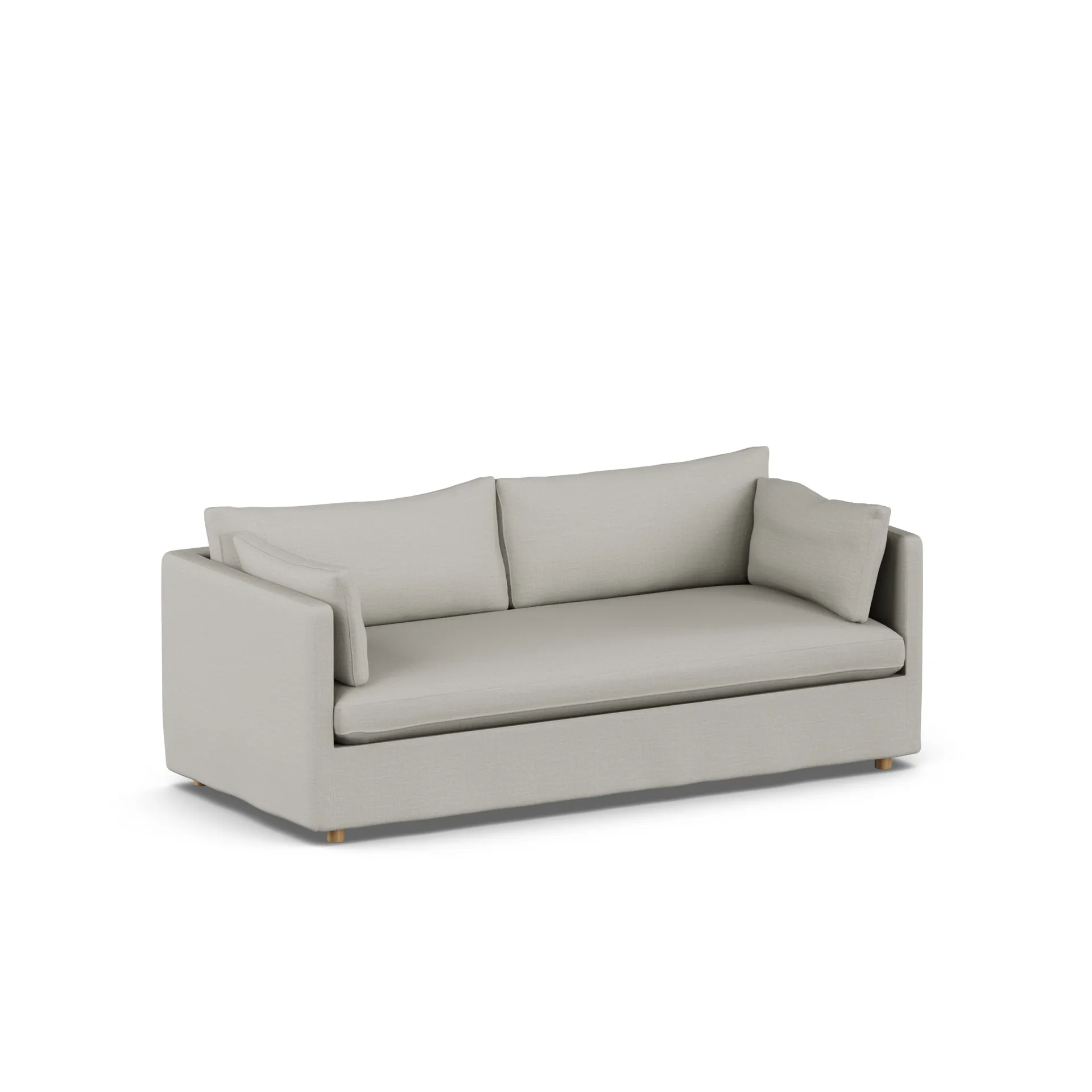 Linnevik sofa, Same Grey 6673-white-oiled oak, 3-seater, with skirt 1898