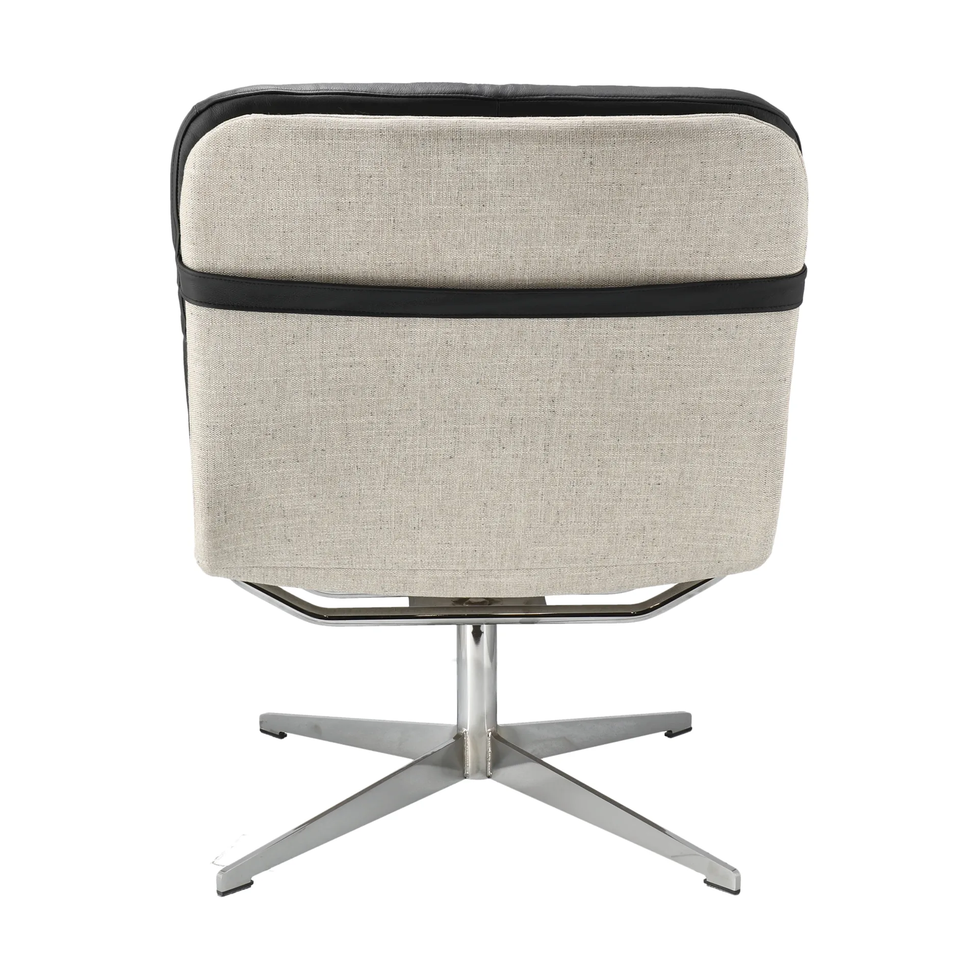 Loholm armchair with swivel function, Black leather-Bern Beige 0341 1898
