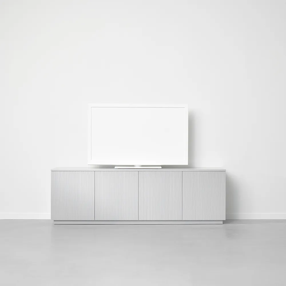 Beam side table, Light grey, base in white oiled oak A2