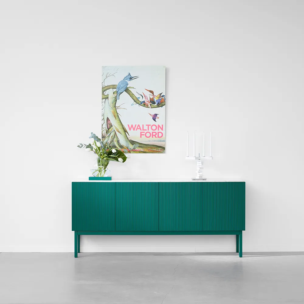 Beam side table, Light grey, base in white oiled oak A2