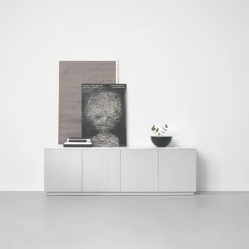Beam side table - Light grey, light grey stand, tabletop in carrara marble - A2