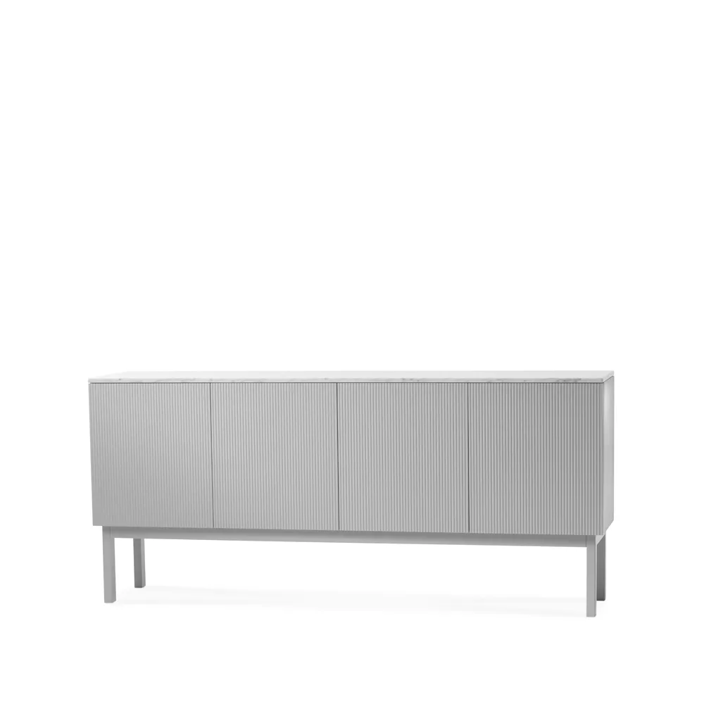 Beam side table, Light grey, light grey stand, tabletop in carrara marble A2
