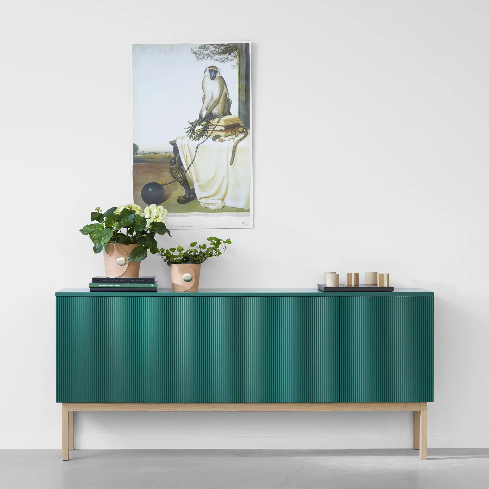 Beam side table, Light grey, stand in oiled oak A2