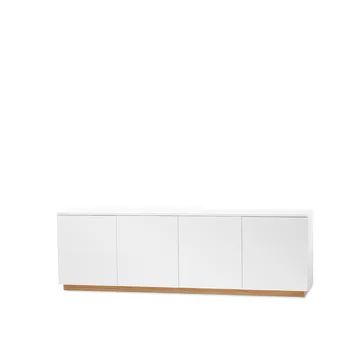 Beam side table - White lacquer, base in oiled oak - A2