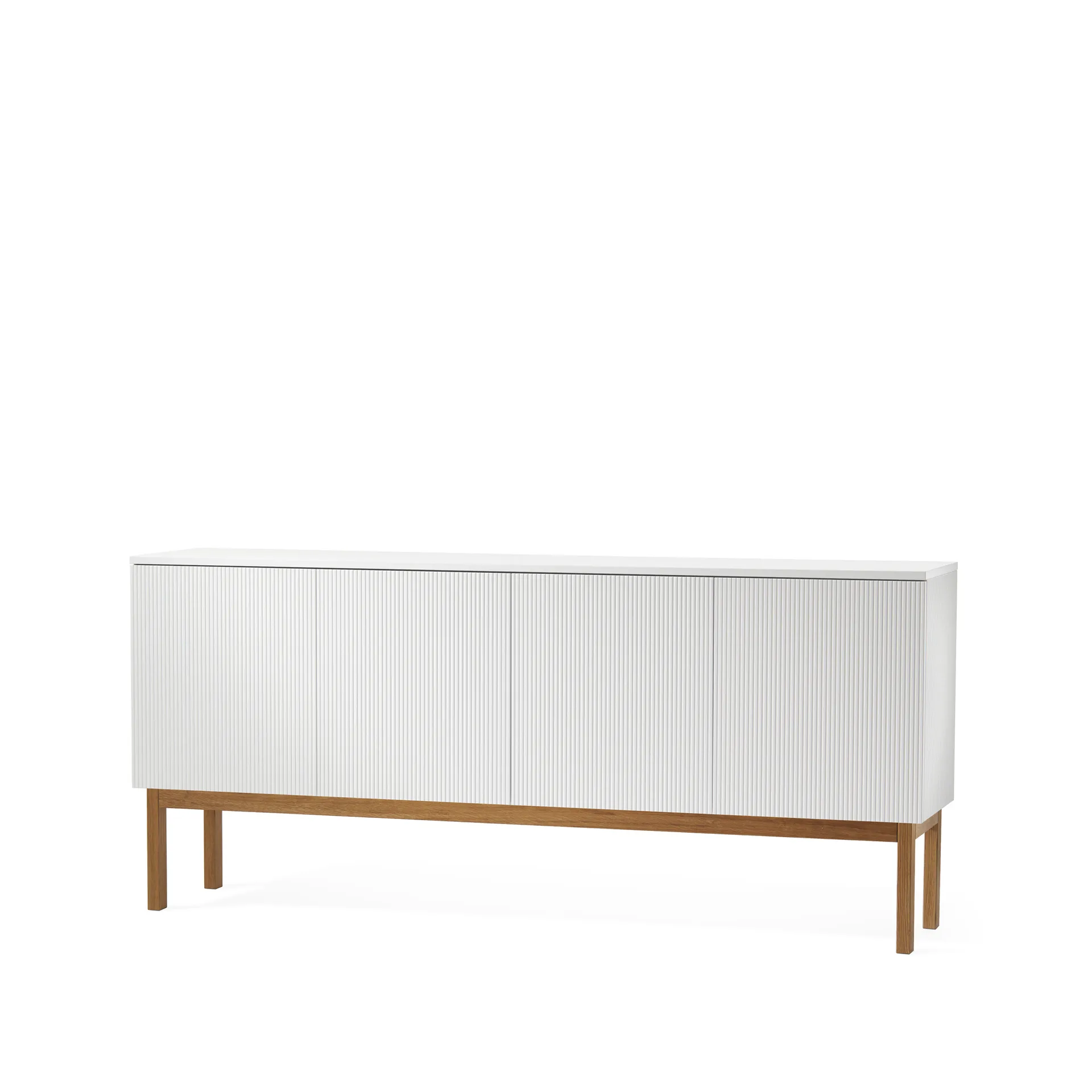 Beam side table, White lacquer, stand in oiled oak A2