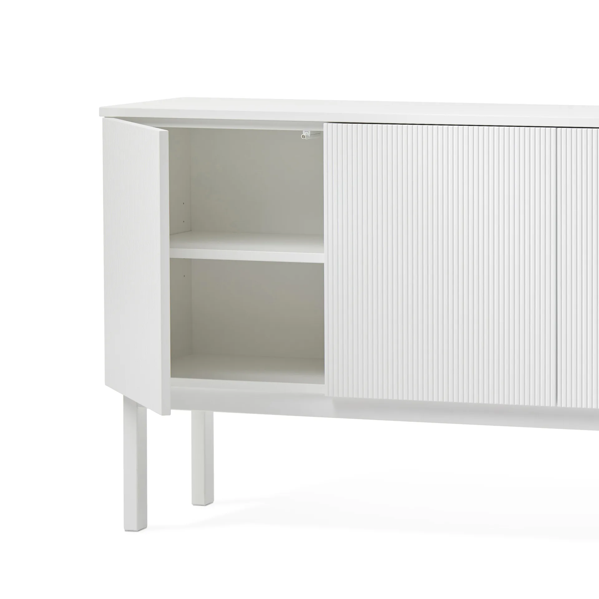 Beam side table, White lacquer, white stand A2