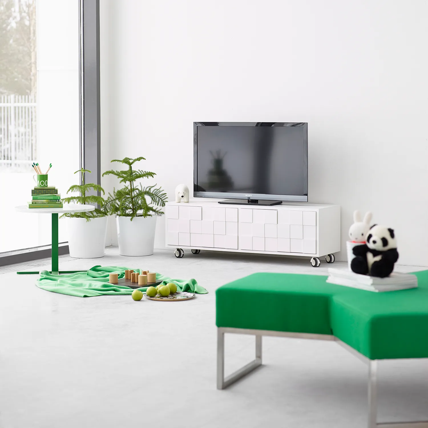 Collect 2010 media bench with hjul, White A2