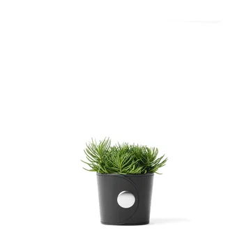 Hug flower pot - Tärnsjö leather black, Ø12x14 cm - A2