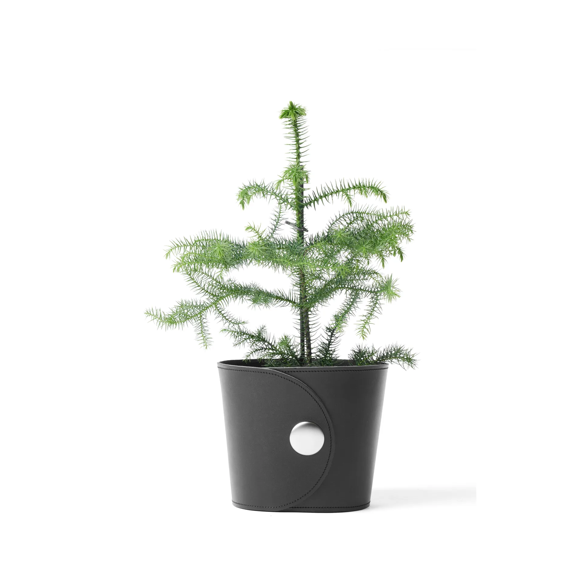 Hug flower pot, Tärnsjö leather black, Ø20x17 cm A2