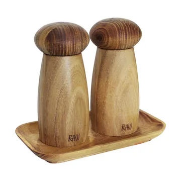 Raw salt & pepper grinder incl tray - Teak - Aida