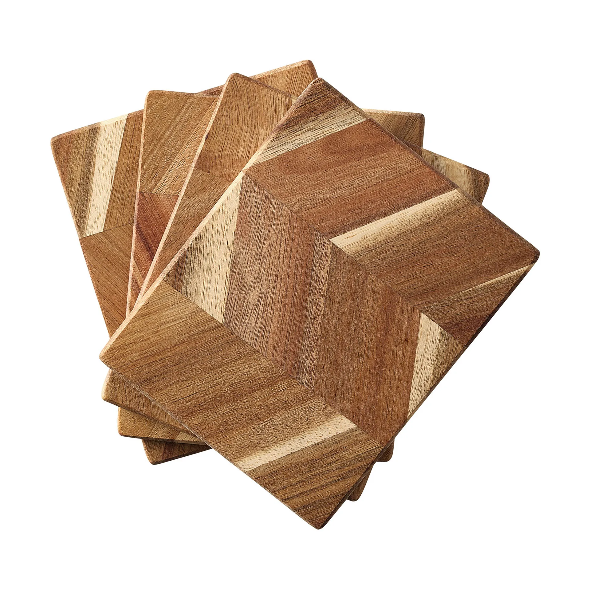 Skärbräda fish bone pattern 12x15 cm 4-pack, Acacia tree Aida