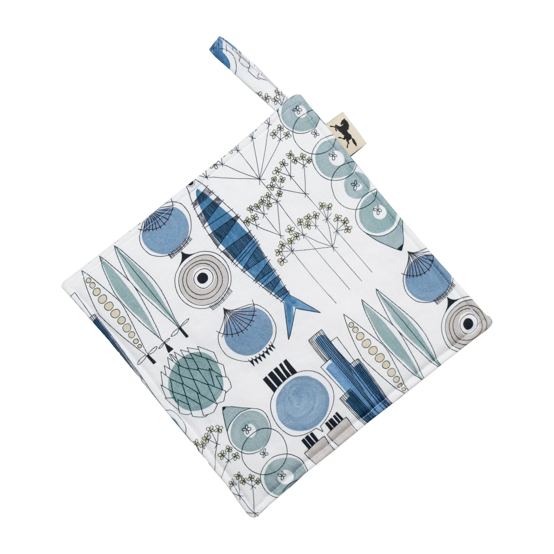 Picknick oven mitt 23x23 cm small pattern, Blue-beige Almedahls