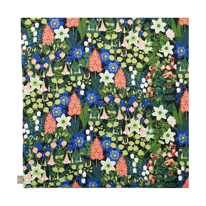Skogen fabric - Black-green-pink - Almedahls