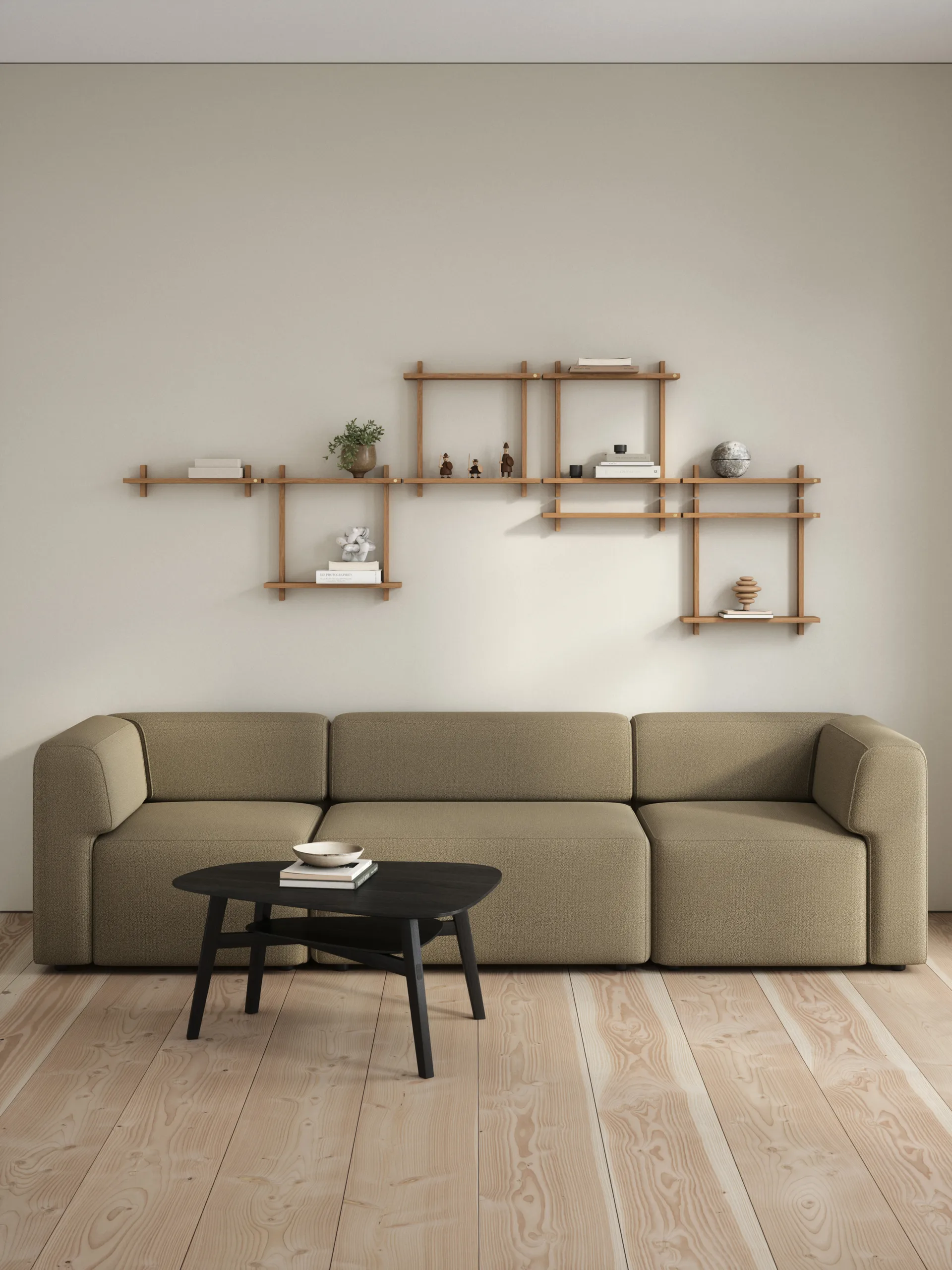 Treat double wall shelf, Oiled Natural Oak, 50x12x50 cm Andersen Furniture