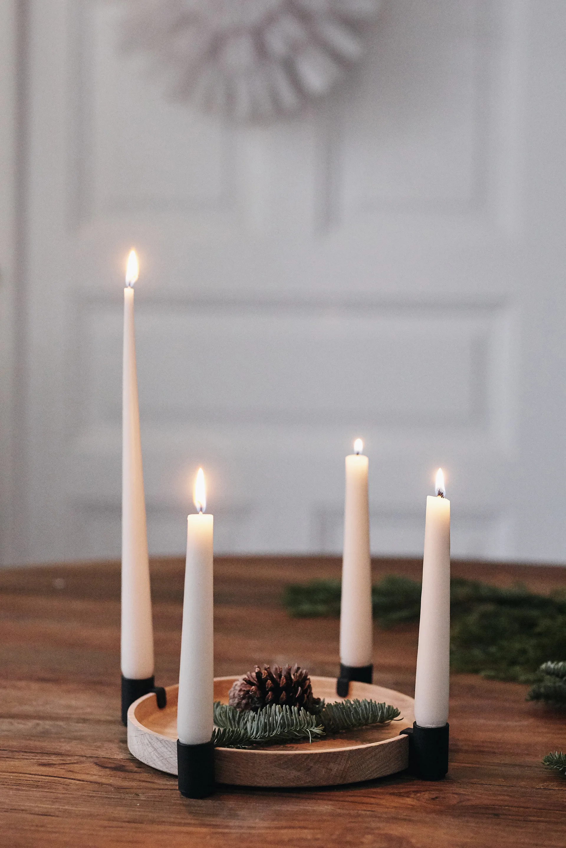 Luna Candle Holder Ø27 cm, Oak-steel Applicata