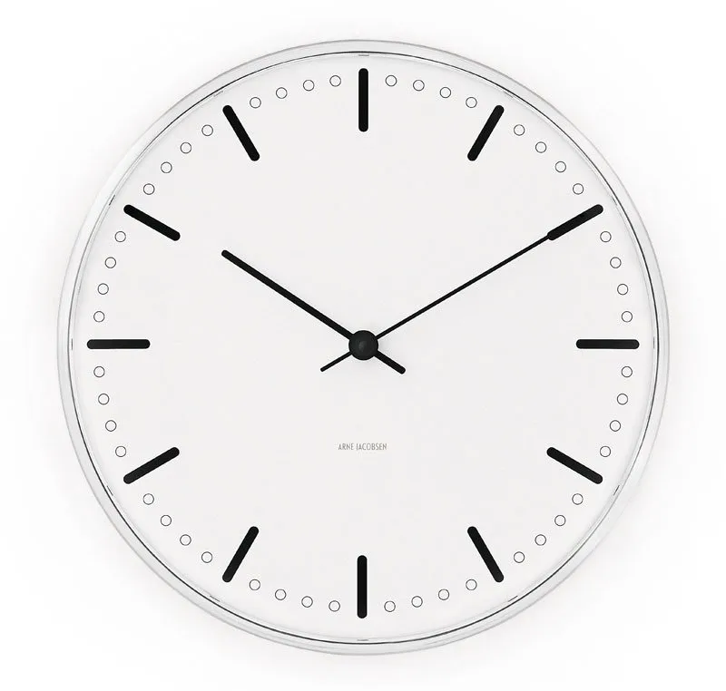 Arne Jacobsen City Hall, White, Ø29 cm Arne Jacobsen Clocks