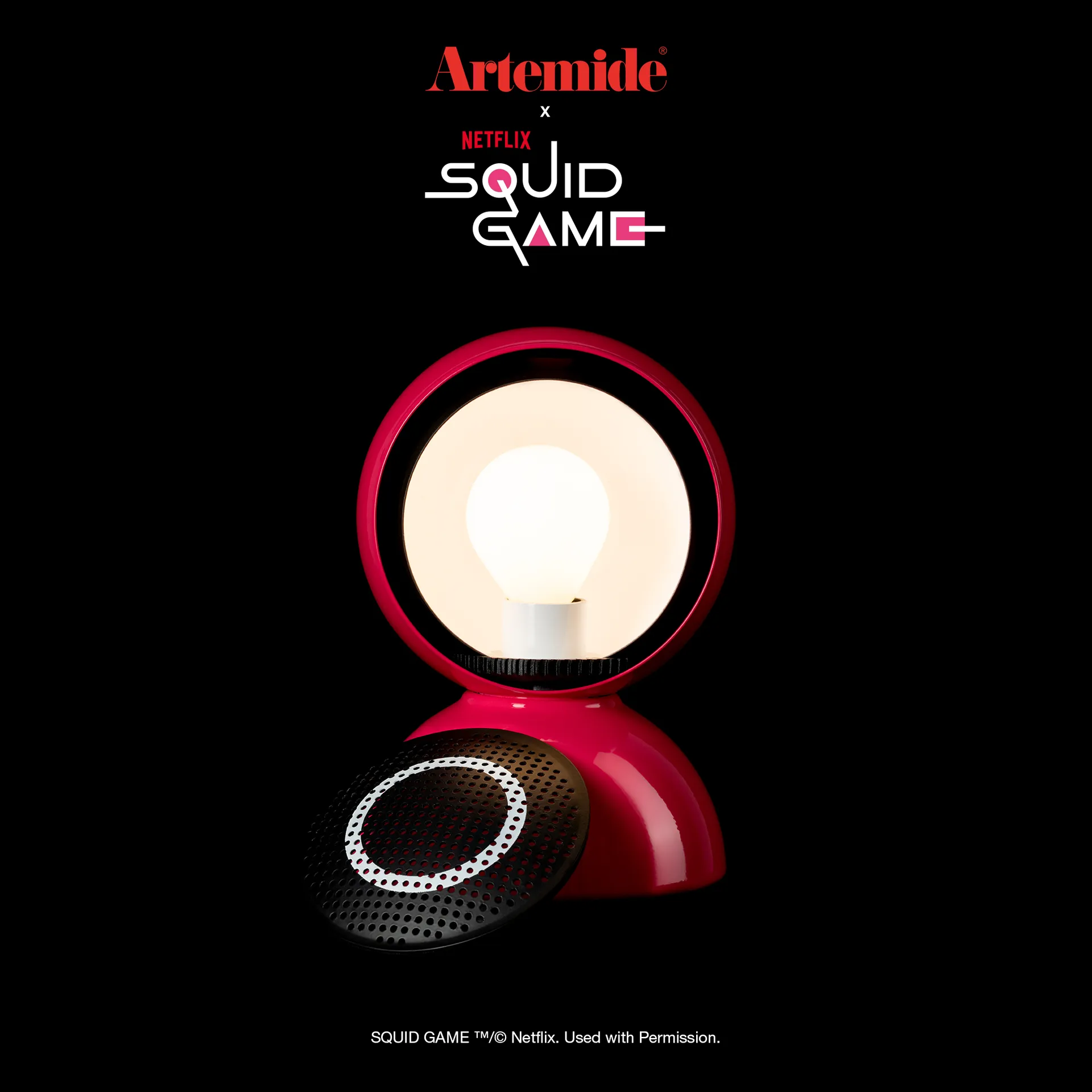 Eclisse x Squid Game table lamp Special Edition, Guard pink Artemide