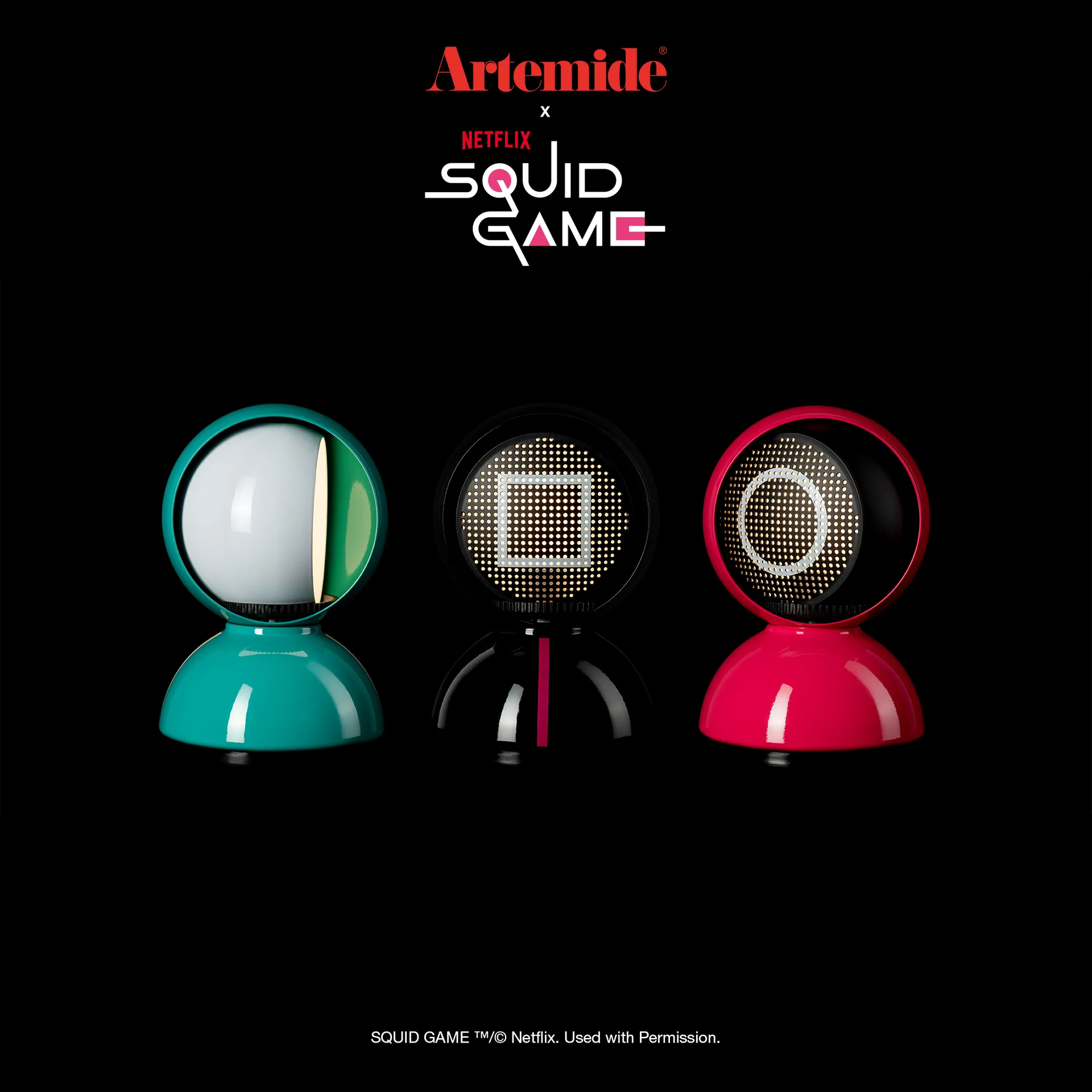Eclisse x Squid Game table lamp Special Edition, Guard pink Artemide