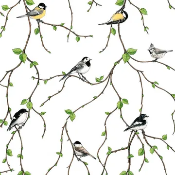 Fågelfest fabric - multi - Arvidssons Textil