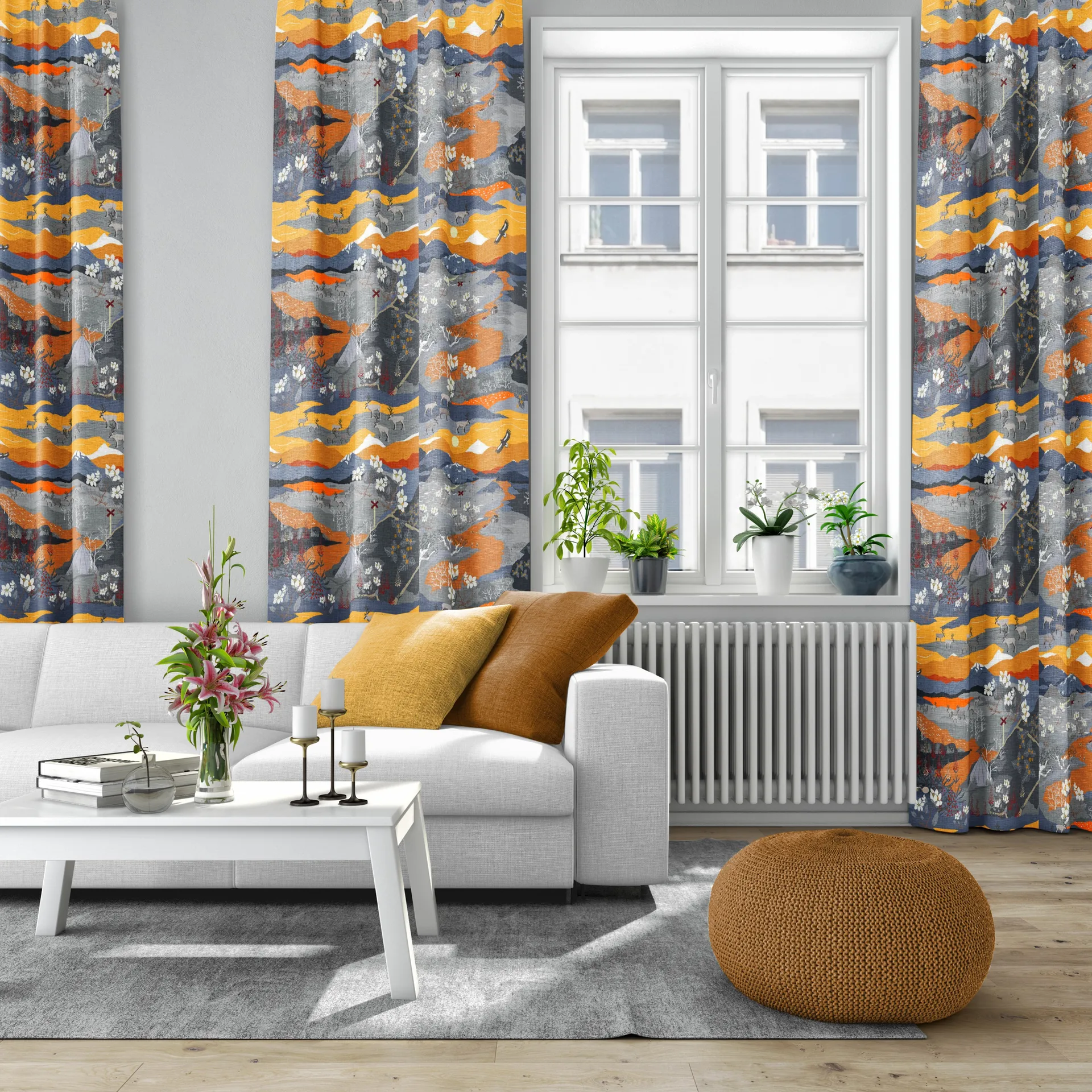 Fjällvandring fabric, Orange Arvidssons Textil