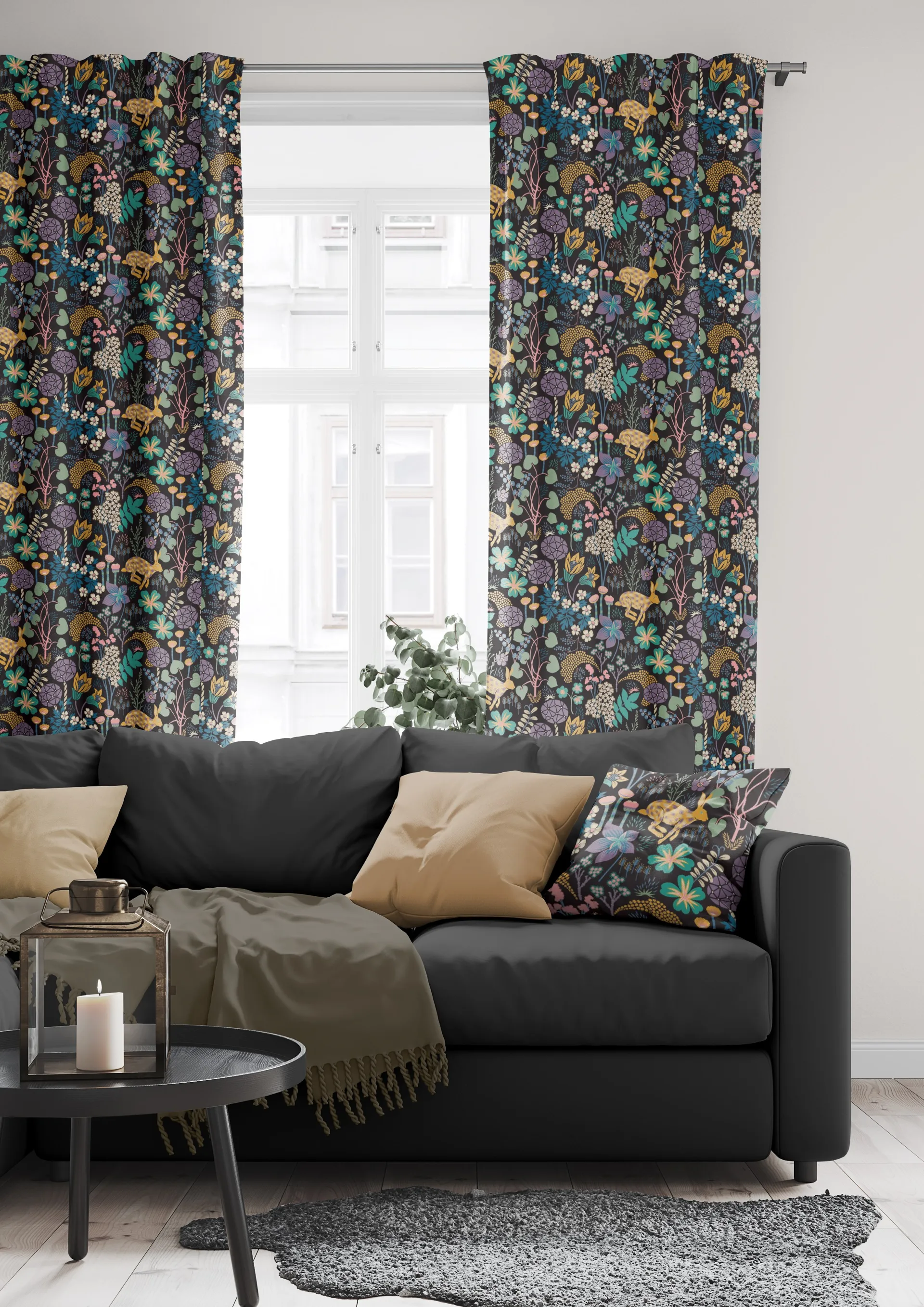 Lyckeflykt fabric, Black Arvidssons Textil