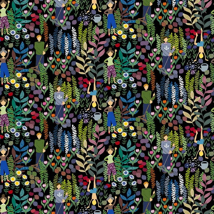 Trädgård fabric - black - Arvidssons Textil