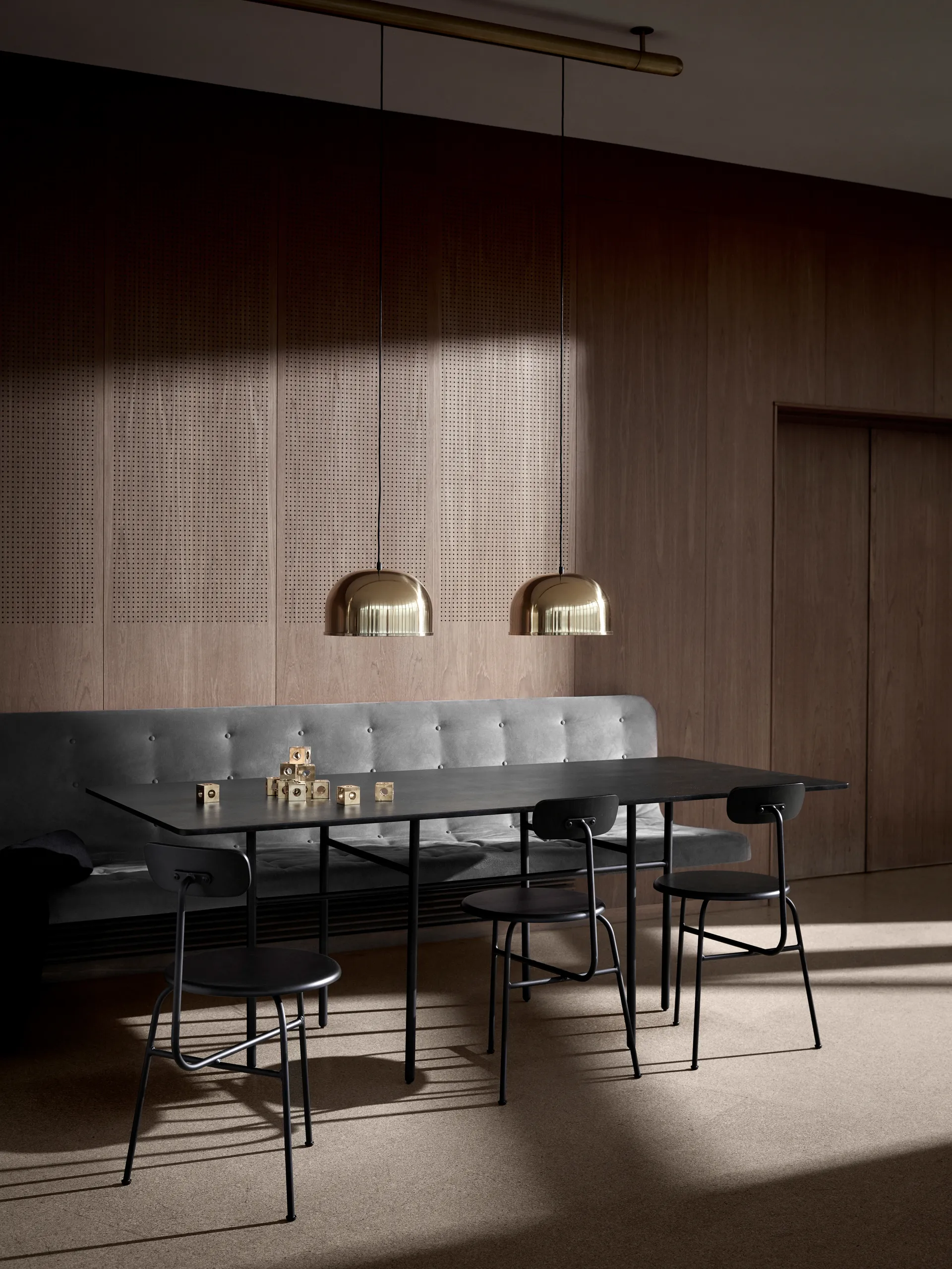 Afteroom chair leather seat 4 legs, Black-black Audo Copenhagen