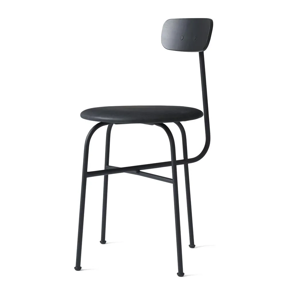 Afteroom chair leather seat 4 legs, Black-black Audo Copenhagen