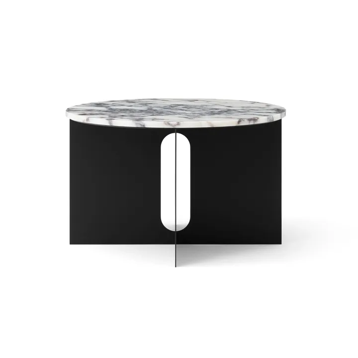 Androgyne side table - Calacatta Viola marble-black steel, Ø65 cm - Audo Copenhagen
