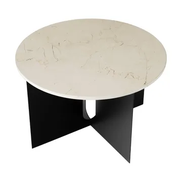 Androgyne side table - Crystal Rose marble-black steel, Ø65 cm - Audo Copenhagen