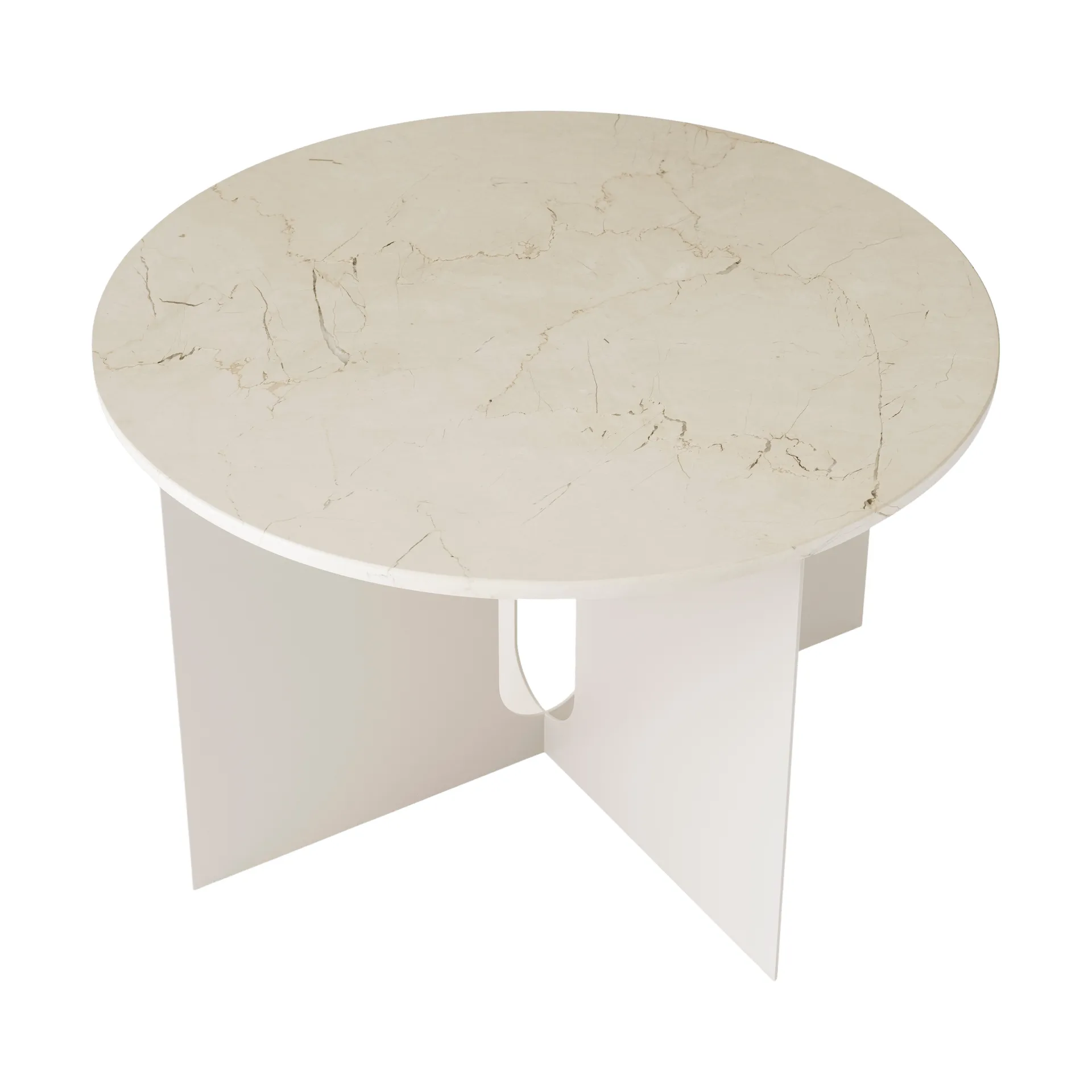 Androgyne side table, Crystal Rose marble-ivory steel, Ø65 cm Audo Copenhagen
