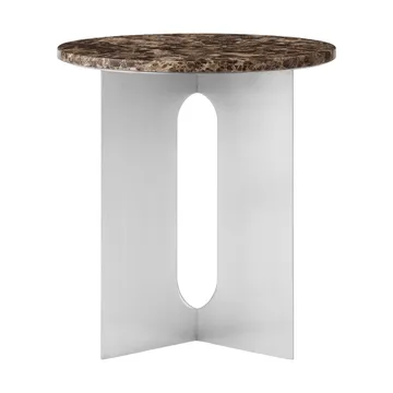 Androgyne side table - Emperador marble-brushed steel, Ø42 cm - Audo Copenhagen