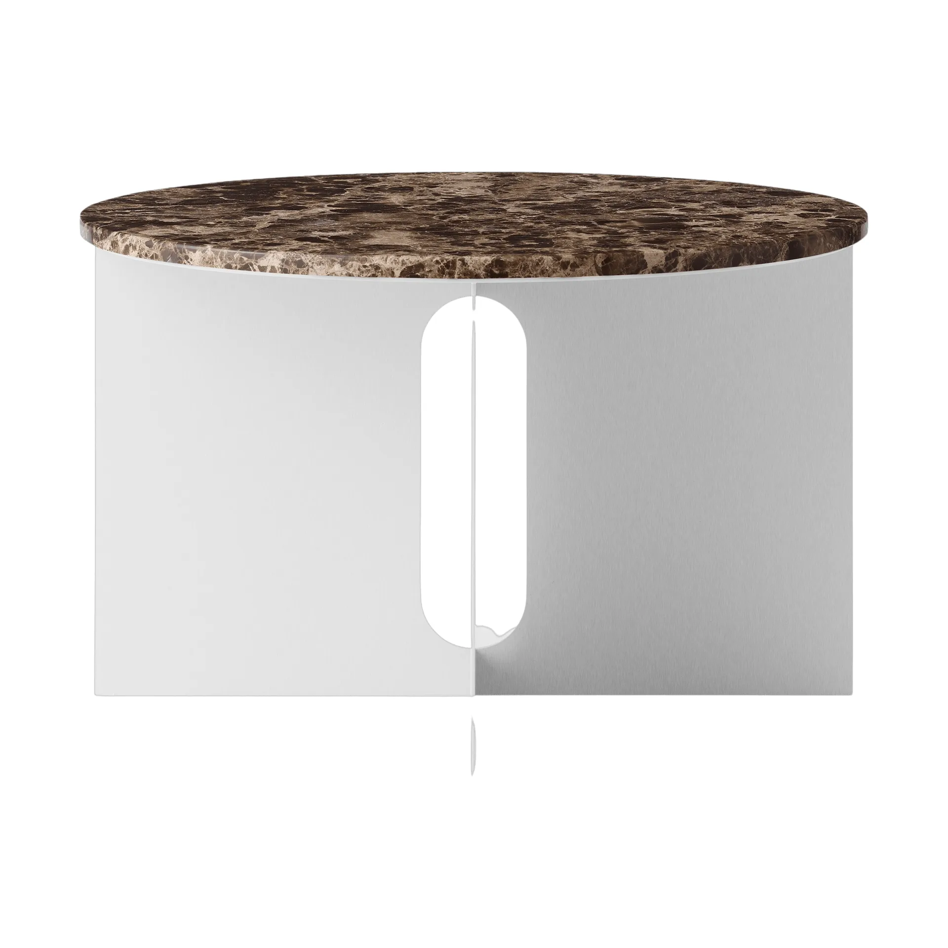 Androgyne side table, Emperador marble-brushed steel, Ø65 cm Audo Copenhagen