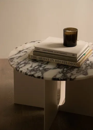 Androgyne side table - Emperador marble-brushed steel, Ø65 cm - Audo Copenhagen