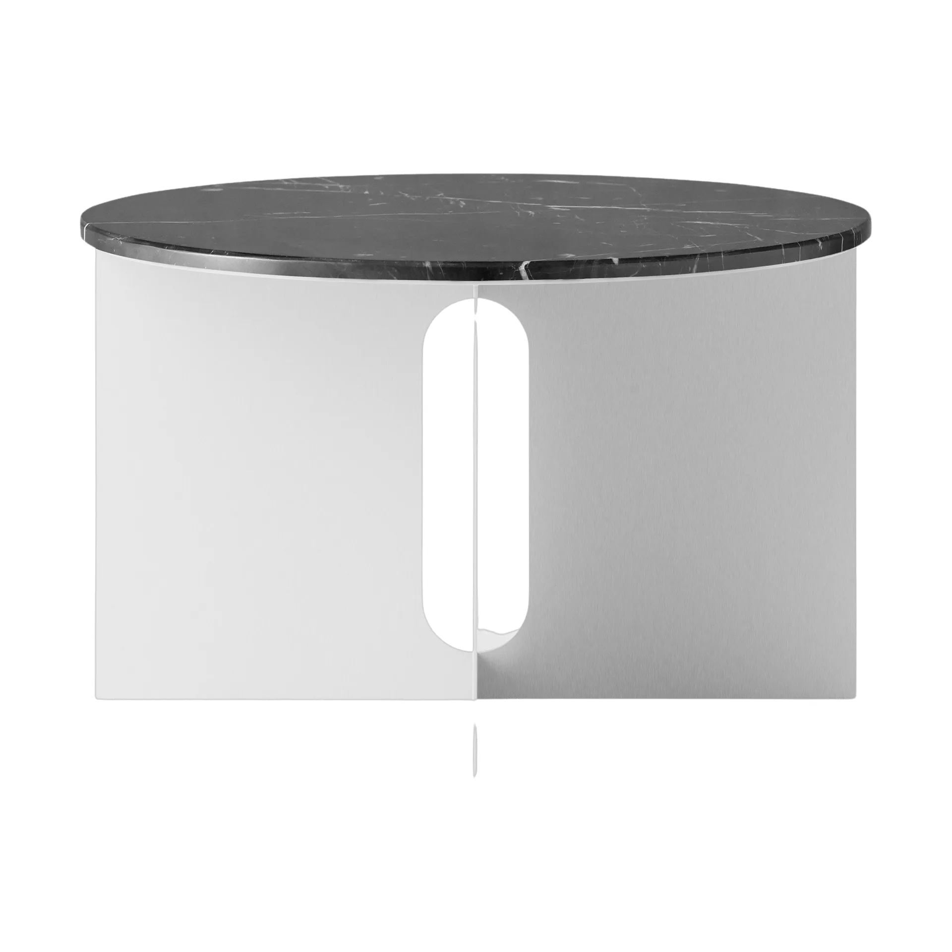 Androgyne side table, Nero Maquina marble-brushed steel, Ø65 cm Audo Copenhagen