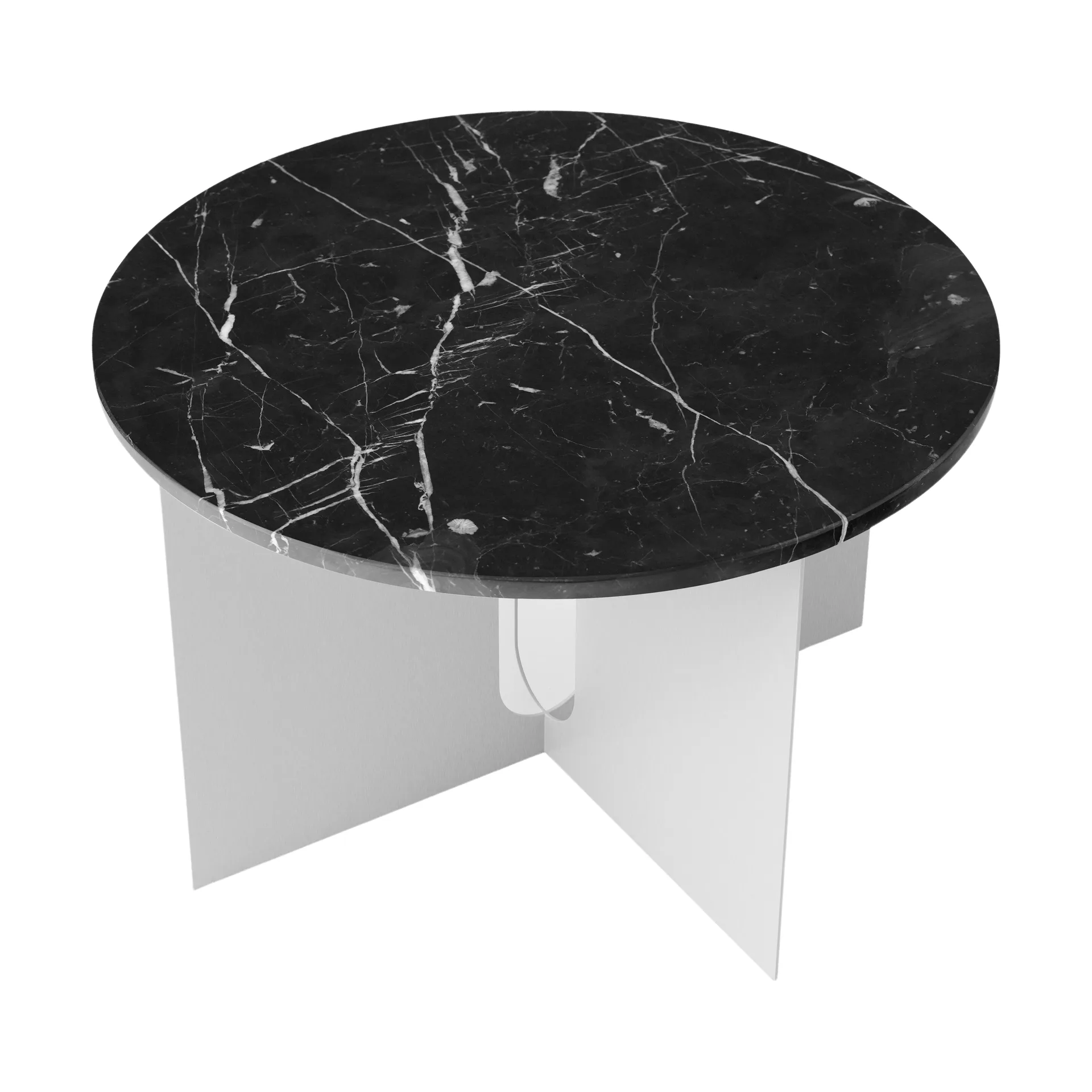 Androgyne side table, Nero Maquina marble-brushed steel, Ø65 cm Audo Copenhagen