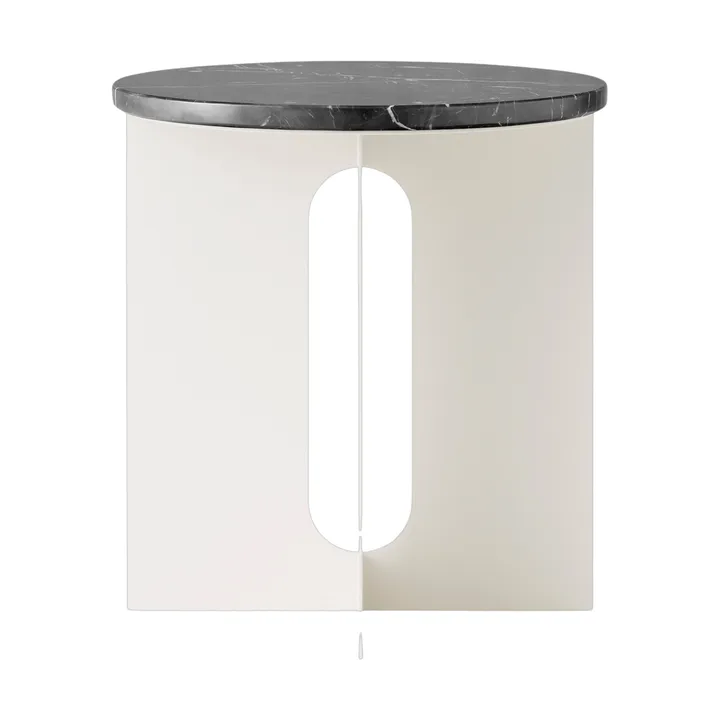 Androgyne side table - Nero Marquina marble-ivory steel, Ø42 cm - Audo Copenhagen