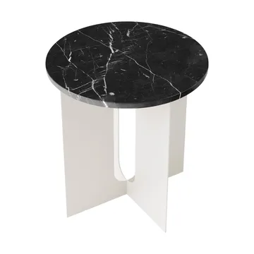 Androgyne side table - Nero Marquina marble-ivory steel, Ø42 cm - Audo Copenhagen