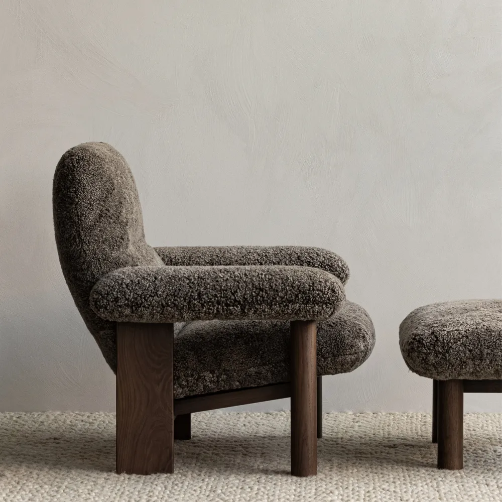 Brasilia footstool, Dunes camel 21004 brown-walnut Audo Copenhagen