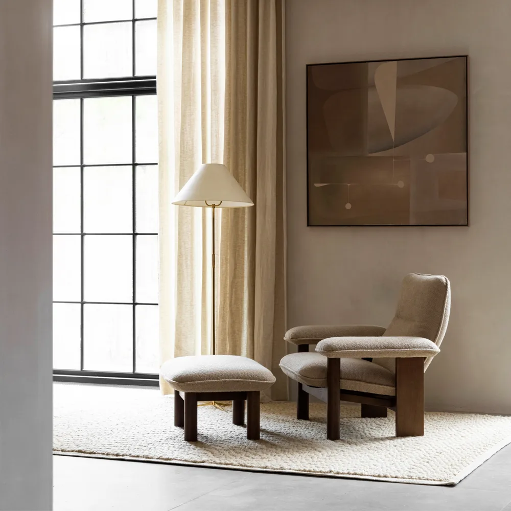 Brasilia footstool, Sheepskin root brown, oak legs Audo Copenhagen