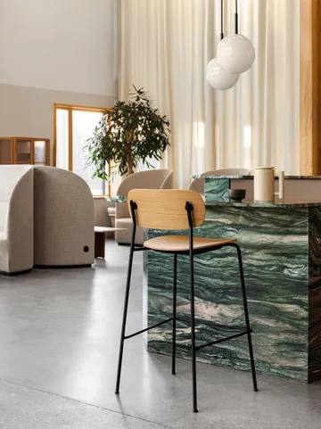Co Bar Chair bar stool - Black oak-chromed steel, 65 cm - Audo Copenhagen